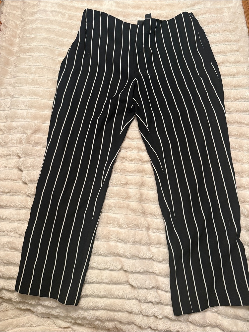 Chico's Black with White Pinstripe Wide-Leg Trousers